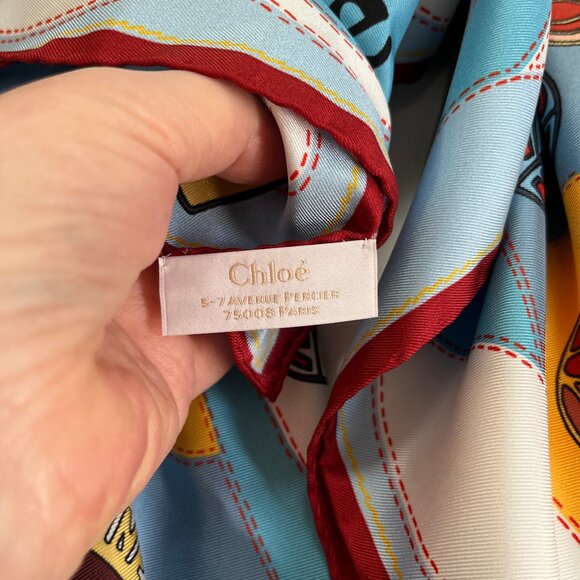 Chloé Silk Scarf - Blues - Authentic - Picture 17 of 17